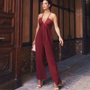 ZARA JUMPSUIT WITH CROSSOVER BACK - Dark burgundy